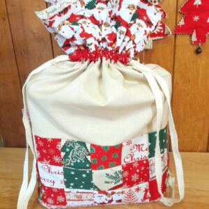 Handmade patchwork Santa Sack with drawstring